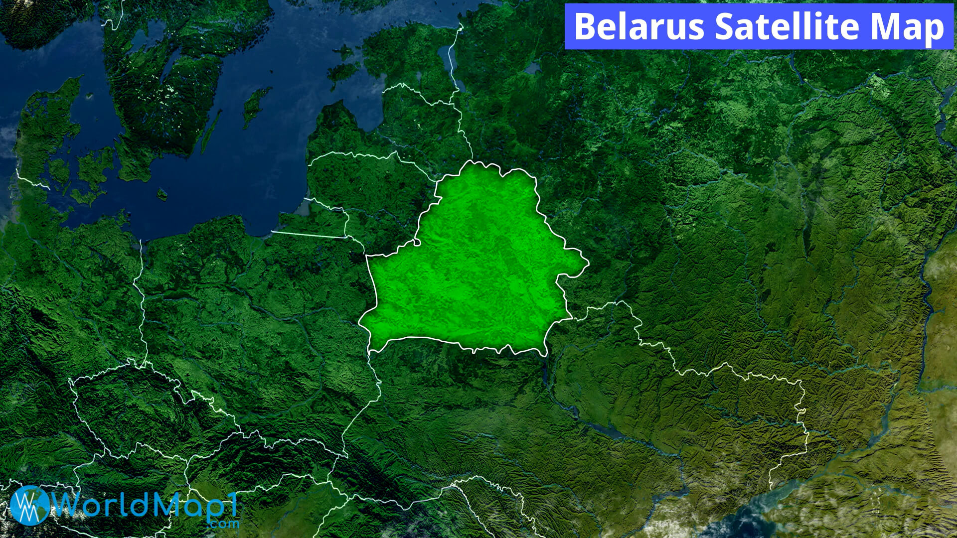 Carte satellite de la Bielorussie